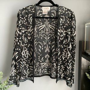Vintage Adrianna Papell Silk Beaded Jacket (Black/White) 4P